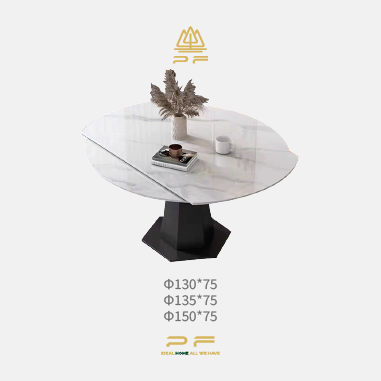 Modern Rotatable - Foldable Round Dining Table QTDVU with Sintered Stone Top