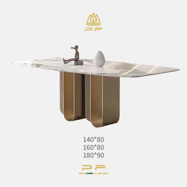 Luxury Modern Dining Table with U - Shaped Stainless Steel Base and Sintered Stone Top NDKWH