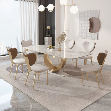Romantic Heart - Shaped Base Dining Table HNDKDJ with Titanium/Grey Steel - Sintered Stone Top