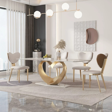 Romantic Heart - Shaped Base Dining Table HNDKDJ with Titanium/Grey Steel - Sintered Stone Top