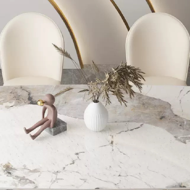 Luxury Modern Dining Table with U - Shaped Stainless Steel Base and Sintered Stone Top NDKWH