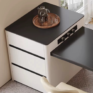 Multifunctional Island Dining Table  MBDKE with Lacquered Solid Wood Cabinet and Sintered Stone Top