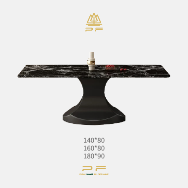Artistic Marble - Vein Dining Table FVHE with Stainless Steel (Grey Titanium/Titanium Gold) Base