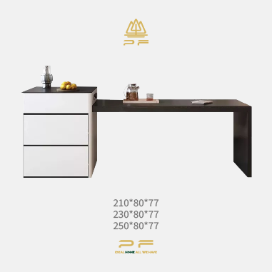 Multifunctional Island Dining Table  MBDKE with Lacquered Solid Wood Cabinet and Sintered Stone Top