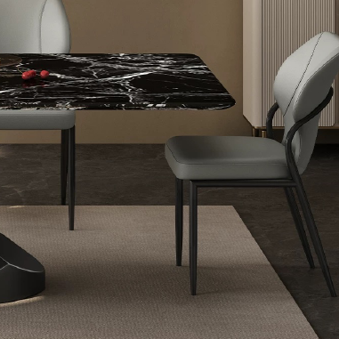 Artistic Marble - Vein Dining Table FVHE with Stainless Steel (Grey Titanium/Titanium Gold) Base