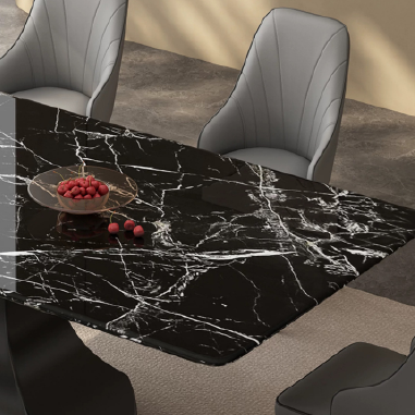 Artistic Marble - Vein Dining Table FVHE with Stainless Steel (Grey Titanium/Titanium Gold) Base