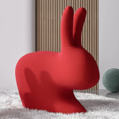 Playful Rabbit - Shaped Accent Chair RJKSIH with Plush Fabric and Caster Wheels