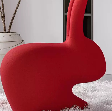 Playful Rabbit - Shaped Accent Chair RJKSIH with Plush Fabric and Caster Wheels