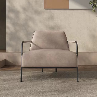 Luxury Designer Lounge Chair BDJWK with 45D High - Density Sponge and Black Metal Frame