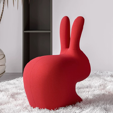 Playful Rabbit - Shaped Accent Chair RJKSIH with Plush Fabric and Caster Wheels