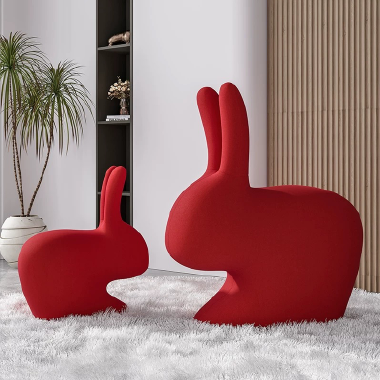 Playful Rabbit - Shaped Accent Chair RJKSIH with Plush Fabric and Caster Wheels