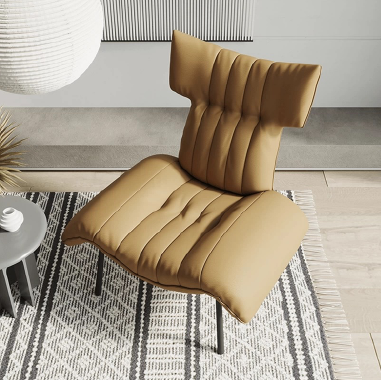 Artistic Designer Accent Chair NDVHW with Solid Wood, High - Density Sponge - Carbon Steel Legs