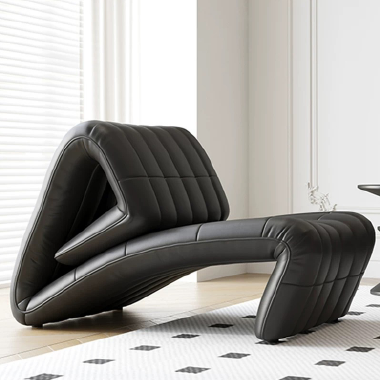 Modern Foldable Curved Accent Chair BHJDUE with 45D High - Density Sponge - Stainless Steel Feet