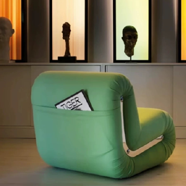 Customizable Modular Accent Chair NHGD with Solid Wood Frame - Stainless Steel Accents