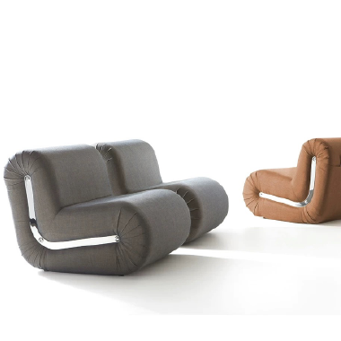 Customizable Modular Accent Chair NHGD with Solid Wood Frame - Stainless Steel Accents