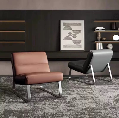 Italian Minimalist Accent Chair CEEP with Solid Wood, High - Density Sponge - Stainless Steel Legs