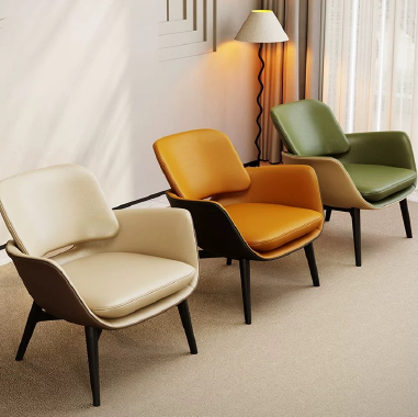 Modern Italian - Style Luxury Accent Chair LSJOOS with Fabric, Faux Leather - High - Density Sponge