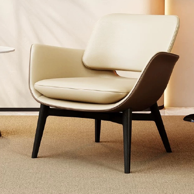 Modern Italian - Style Luxury Accent Chair LSJOOS with Fabric, Faux Leather - High - Density Sponge