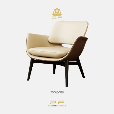 Modern Italian - Style Luxury Accent Chair LSJOOS with Fabric, Faux Leather - High - Density Sponge