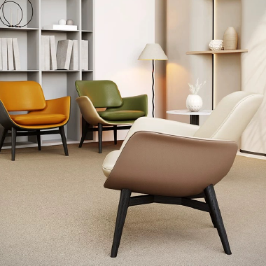 Modern Italian - Style Luxury Accent Chair LSJOOS with Fabric, Faux Leather - High - Density Sponge