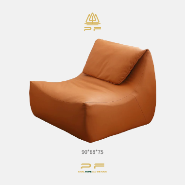 Modern Aesthetic Bean Bag Accent Chair GEEJDE with Wood Frame - 45D High - Density Sponge