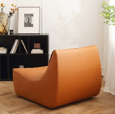 Modern Aesthetic Bean Bag Accent Chair GEEJDE with Wood Frame - 45D High - Density Sponge