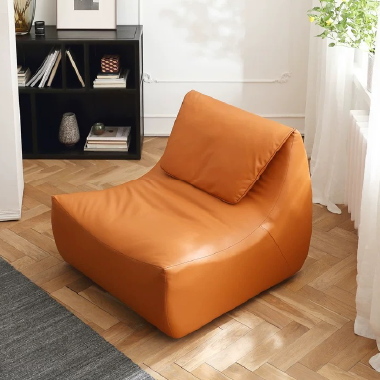 Modern Aesthetic Bean Bag Accent Chair GEEJDE with Wood Frame - 45D High - Density Sponge
