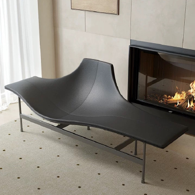 Artistic Airport Terminal - Style Lounge Bench with FRP, Carbon Steel Legs - Faux Leather JEAEK
