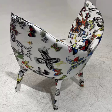 Artistic Butterfly - Shaped Fabric Accent Chair BKDOE with Solid Wood - High - Density Sponge