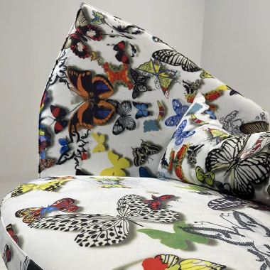 Artistic Butterfly - Shaped Fabric Accent Chair BKDOE with Solid Wood - High - Density Sponge