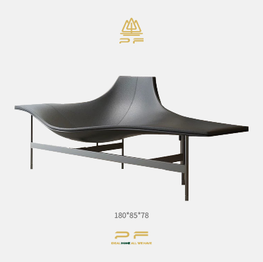Artistic Airport Terminal - Style Lounge Bench with FRP, Carbon Steel Legs - Faux Leather JEAEK