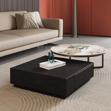 Design Aesthetic Nested Squared and Round Coffee Table Set  - MBNKO