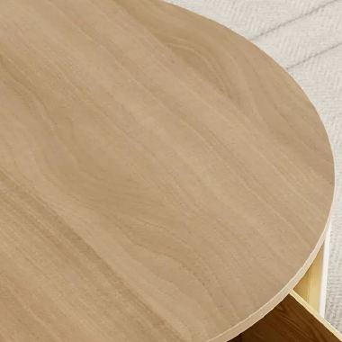 Modern Ribbed Round High-Low Coffee Table Set -MEELDE