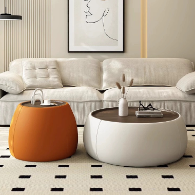 Modern Pumpkin-Shaped Storage Coffee Table Set JDKEH