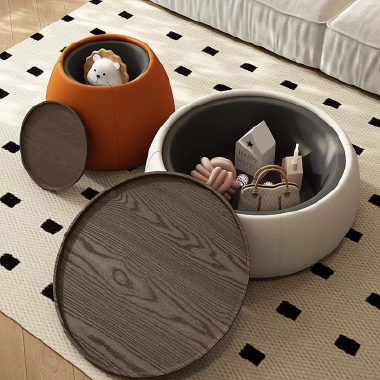 Modern Pumpkin-Shaped Storage Coffee Table Set JDKEH