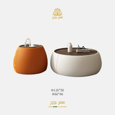 Modern Pumpkin-Shaped Storage Coffee Table Set JDKEH