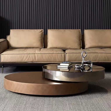Modern Luxury Asymmetric Round Coffee Table QMKEE