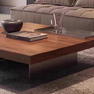 Modern Walnut Veneer Solid Wood Coffee Table TEEJW- Sleek Square Design
