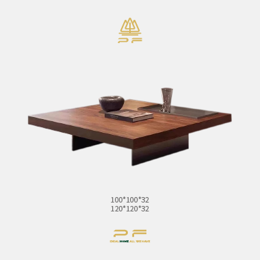 Modern Walnut Veneer Solid Wood Coffee Table TEEJW- Sleek Square Design