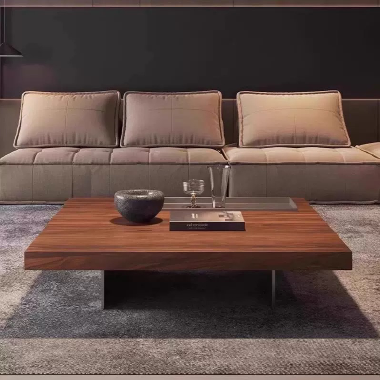 Modern Walnut Veneer Solid Wood Coffee Table TEEJW- Sleek Square Design