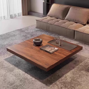 Modern Walnut Veneer Solid Wood Coffee Table TEEJW- Sleek Square Design