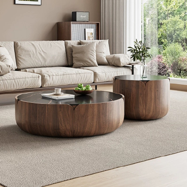 Cylinder Coffee Table Set LKDOE - Dual Size Luxury Design