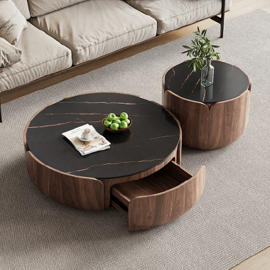 Cylinder Coffee Table Set LKDOE - Dual Size Luxury Design