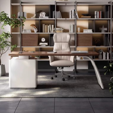Luxe Solid Wood Veneer Office Desk NDKEK
