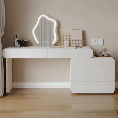 Cute Edgy White Vanity IEOHND - Compact Bedroom Makeup Nook