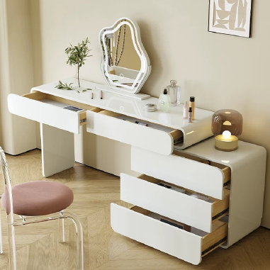 Cute Edgy White Vanity IEOHND - Compact Bedroom Makeup Nook