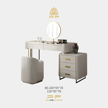 Exquisite Quilted Luxe Makeup Desk MEELOW - Gilded Storage Vanity