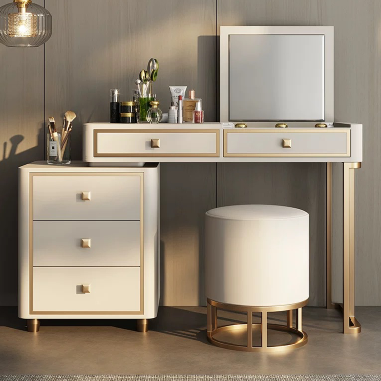 Minimal Luxe Flip-Mirror Zoned Vanity EJDKL - Light Luxury Storage Makeup Desk