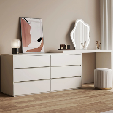 Stretchable L-Shaped Vanity Desk with Multi-Drawer Storage