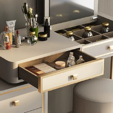 Minimal Luxe Flip-Mirror Zoned Vanity EJDKL - Light Luxury Storage Makeup Desk
